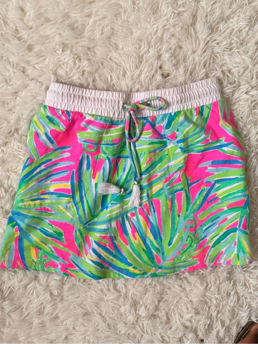 Lilly Pulitzer Pink Tropical Print Drawstring Skirt